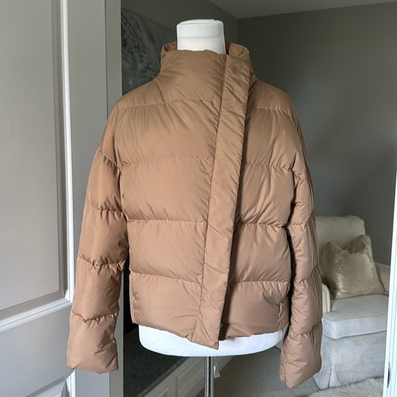 Theory Offset Down Puffer Coat Jacket Pecan Sz P - Picture 1 of 15